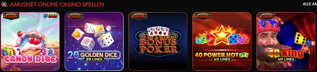 Bibliotheek met tafelspellen, slots en live casino
