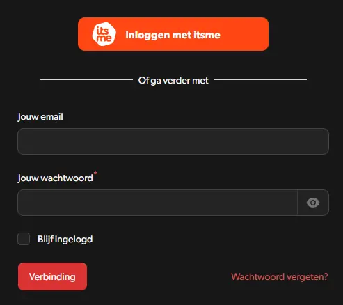 Inloggedeelte – toegang tot spelersaccount